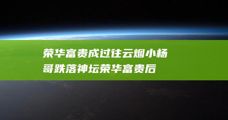 荣华富贵成过往云烟 小杨哥跌落神坛 (荣华富贵后一句)