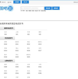 全国电话区号查询,区号大全,电话区号归属地查询,固定电话区号查询